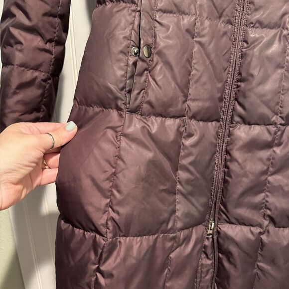 Eddie Bauer Purple Goose Down Puffer Jacket Longline No Hood Size Small - Picture 2 of 5